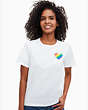 Casual Rainbow Heart Patch Tee, Fresh White, Product