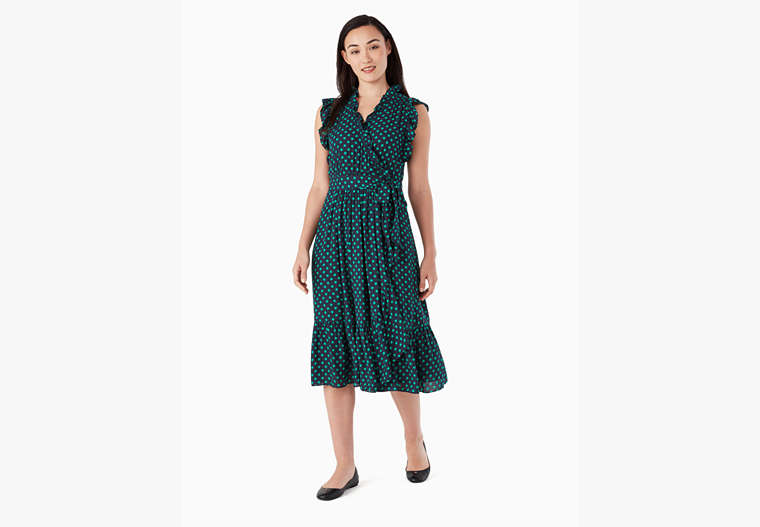 Dot Dot Dot Ruffle Wrap Dress, Snow Pea, Product image number 0