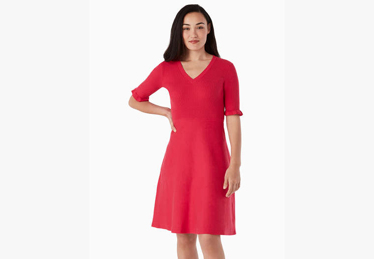 V-neck Sweater Dress, Bright Rose, Product image number 0