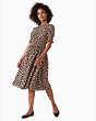 Graphic Leopard Puff-sleeve Blaire Midi Dress, Dark Almond, Product