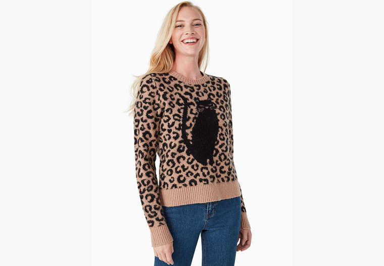 Graphic Leopard Feline Sweater, Dark Almond, Product image number 0