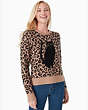 Graphic Leopard Feline Sweater, Dark Almond, Product