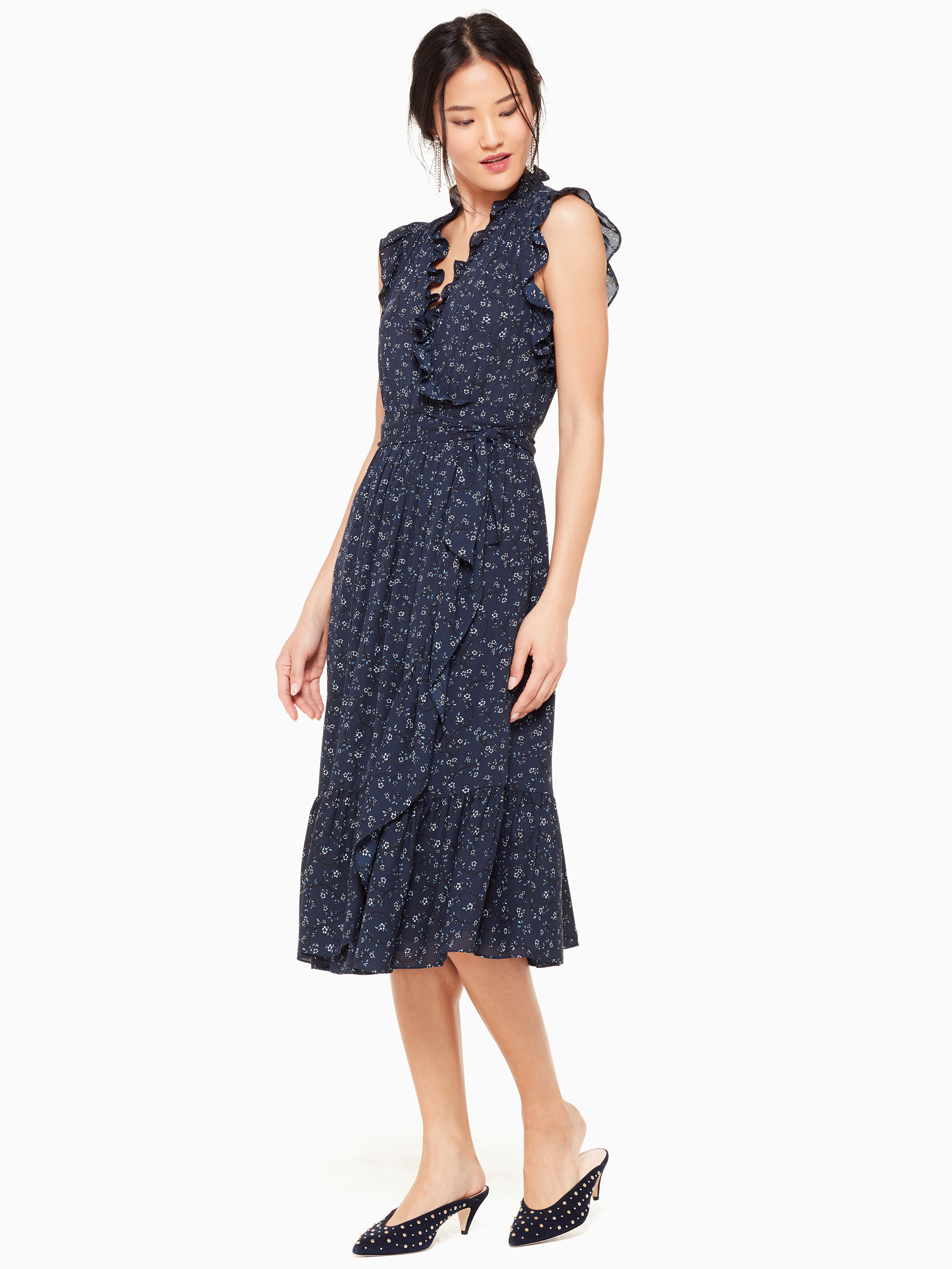 Kate Spade Out West Wild Rose Ruffle Wrap Dress