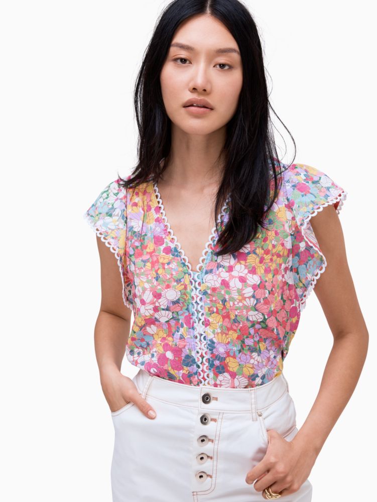 floral dots burnout top by kate spade new york non-hover view
