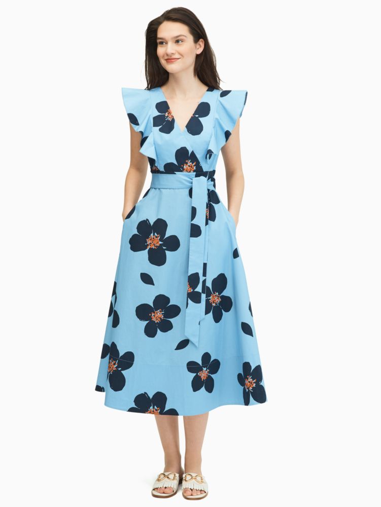 Kate Spade Grand Flora Poplin Midi Dress