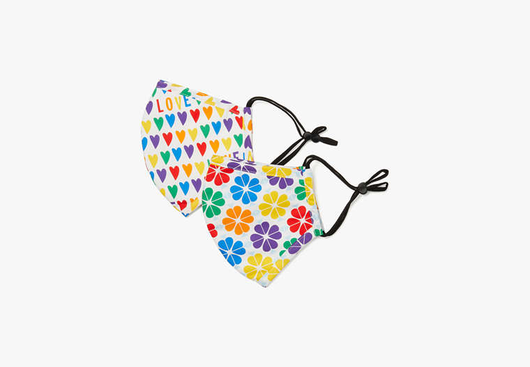 Rainbow Hearts & Spade Flower Non-medical Mask Set, Fresh White, Product