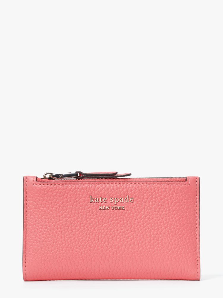 Kate Spade Roulette Small Slim Bifold Wallet In Peach Melba