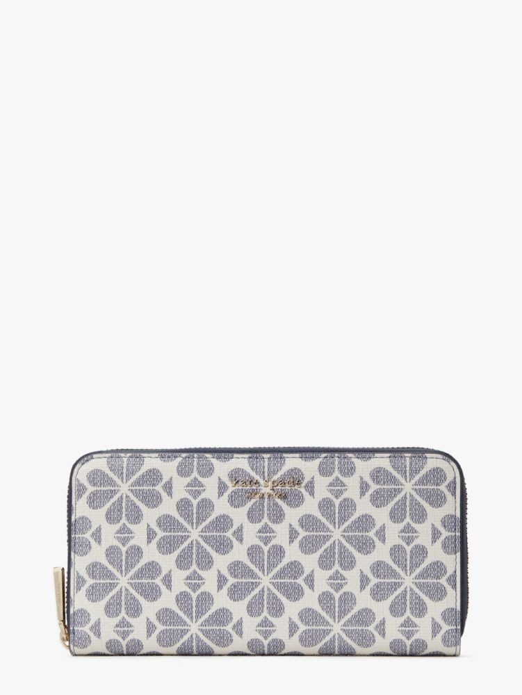 Spade Flower Coated Canvas Zip-around Continental Wallet, Slate Blue Multi, Product