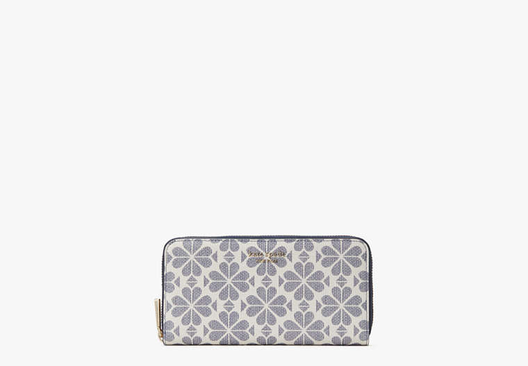 Spade Flower Coated Canvas Zip-around Continental Wallet, Slate Blue Multi, Product image number 0