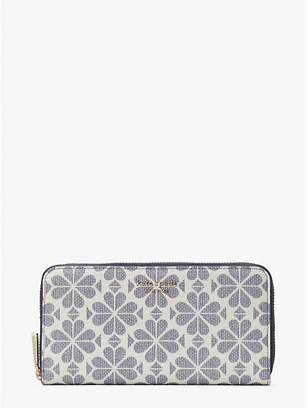 spade flower coated canvas zip-around continental wallet, , rr_large
