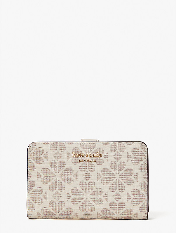spade flower coated canvas compact wallet, , rr_large