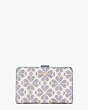 Spade Flower Coated Canvas Compact Wallet, Slate Blue Multi, Product