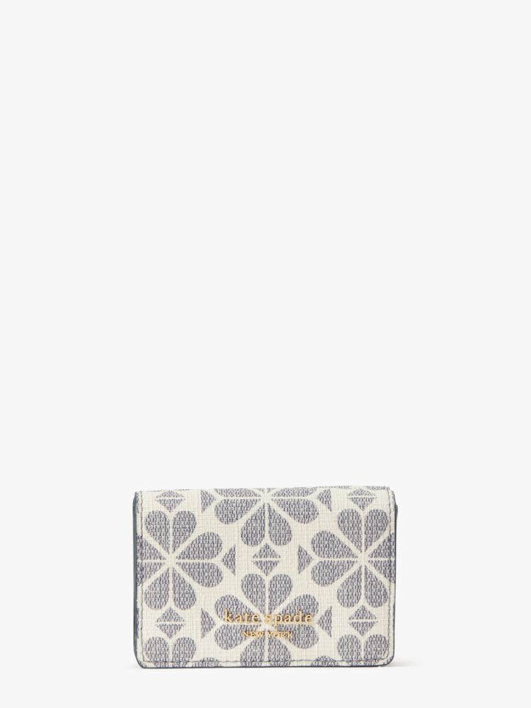 Spade Flower Coated Canvas Mini Trifold Wallet, Ocean Fog, ProductTile