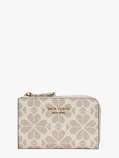 Kate Spade Spade Flower Coated Canvas Key Pouch In French Cream