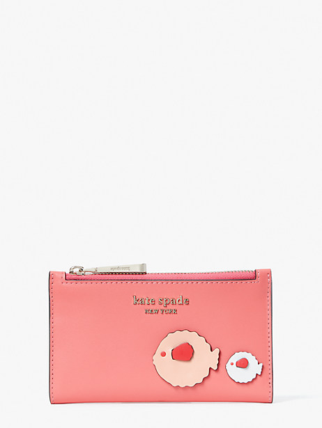 Kate Spade Puffy Small Slim Bifold Wallet In Peach Melba Multi