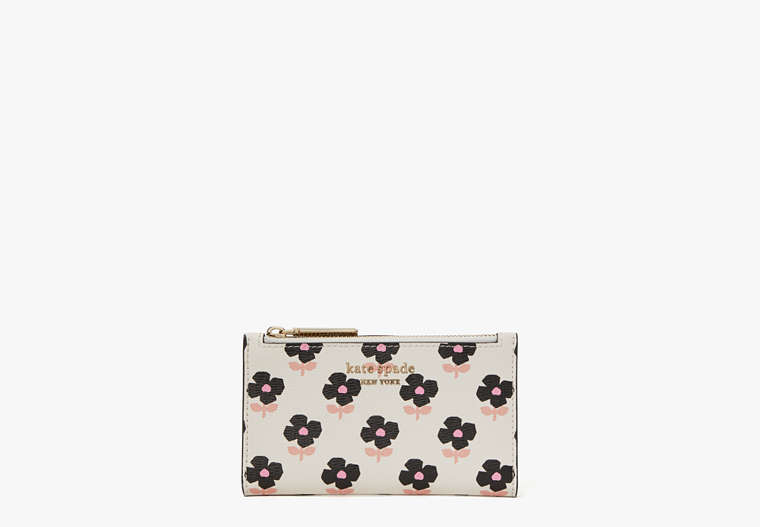 Spencer Block Print Floral Small Slim Bifold Wallet, Parchment Multi, Product