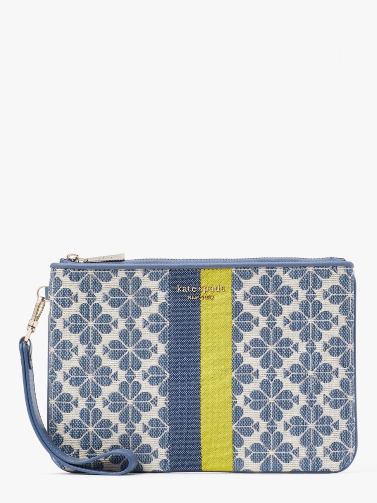 Spade Flower Jacquard Stripe Pouch Wristlet, Morning Sky Multi, Product