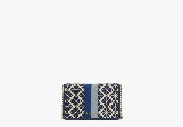 Kate Spade,Spade Flower Jacquard Stripe Chain Wallet,crossbody bags,Small,Blue Multi