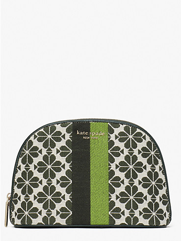 spade flower jacquard stripe large dome cosmetic case, , rr_productgrid