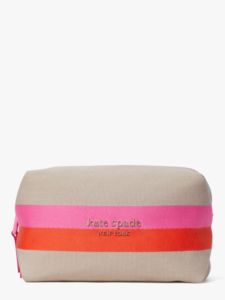Stripe Logo Canvas Large Cosmetic Case Kate Spade New York