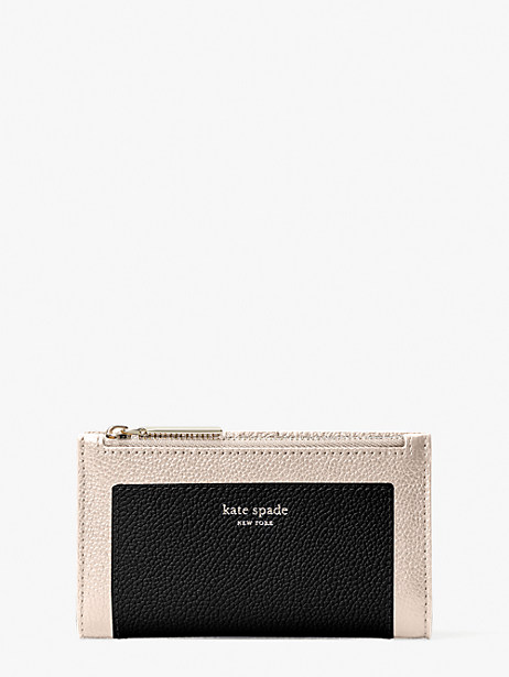Kate Spade Margaux Small Slim Bifold Wallet In Black/warm Taupe