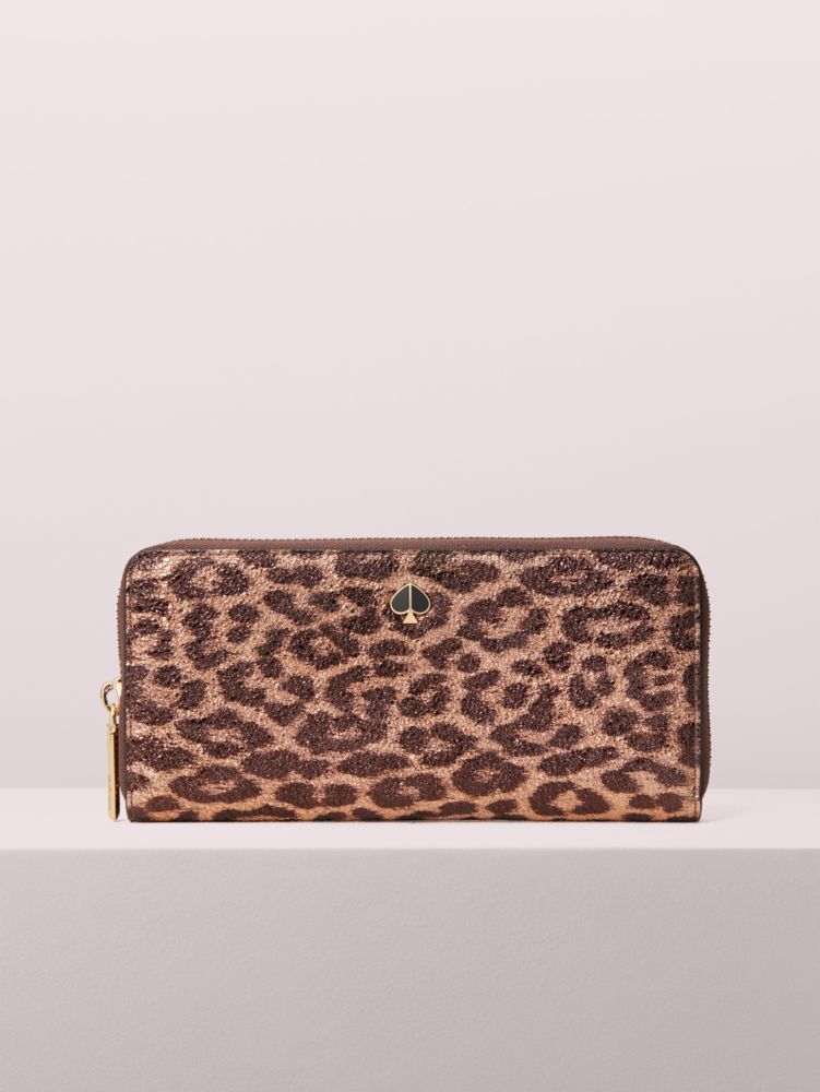 Women's rose gold multi metallic leopard slim continental wallet | Kate  Spade New York NL