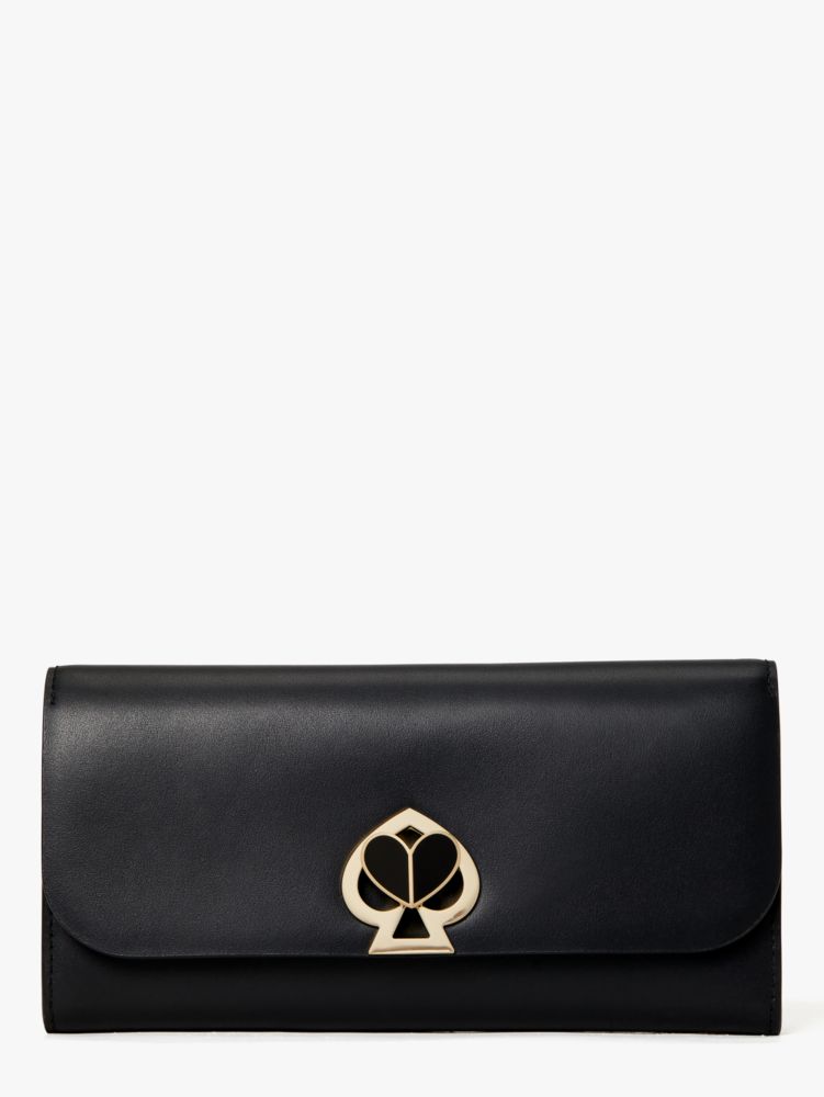 Kate Spade Nicola Twistlock Flap Continental Wallet In Black black