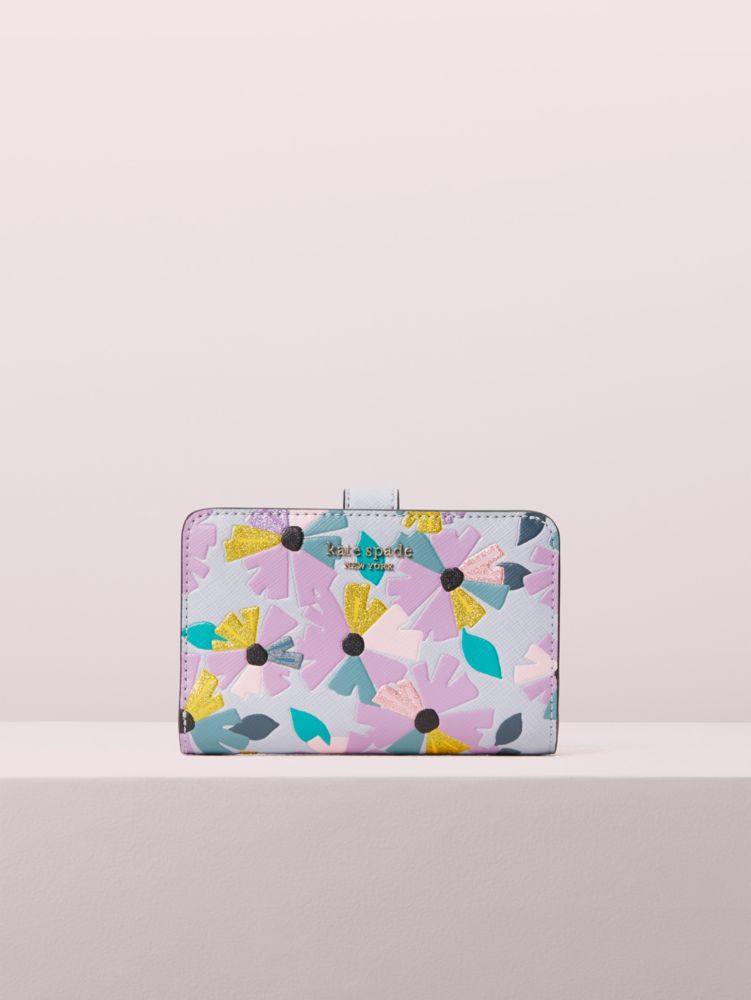 Spencer Glitter Floral Compact Wallet | Kate Spade New York