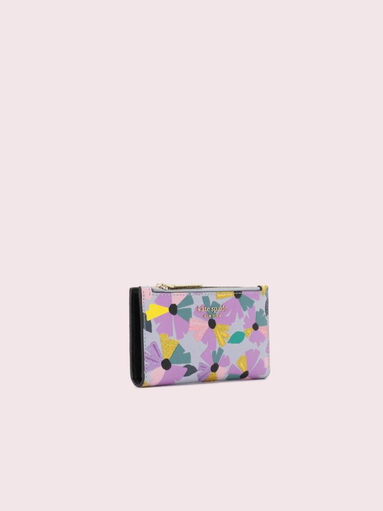 Spencer Glitter Floral Small Slim Bifold Wallet | Kate Spade New York