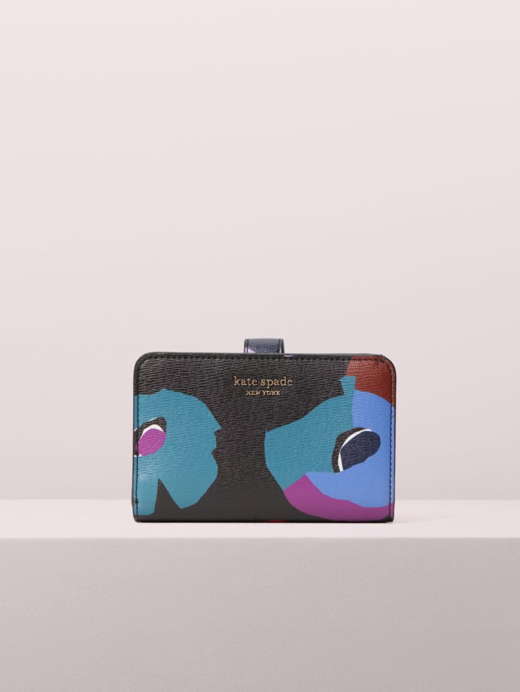 Spencer Floral Collage Compact Wallet, Black Multi, ProductTile