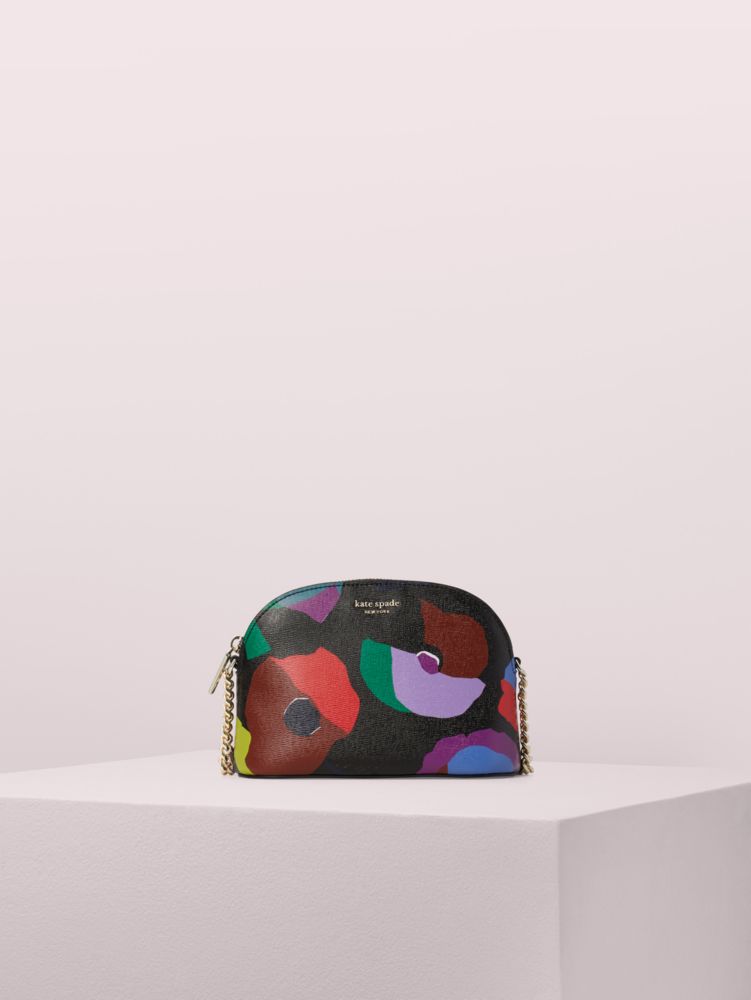 Spencer Floral Collage Small Dome Crossbody, Black Multi, Product