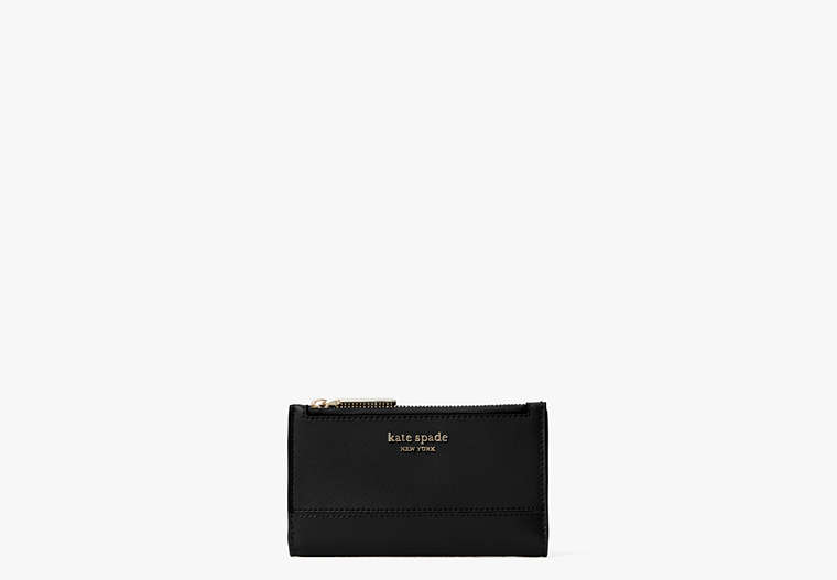 Kate Spade,spencer small slim bifold wallet,Black / Glitter
