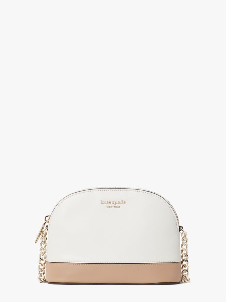 Kate Spade Spencer Small Dome Crossbody In Parchment/raw Pecan