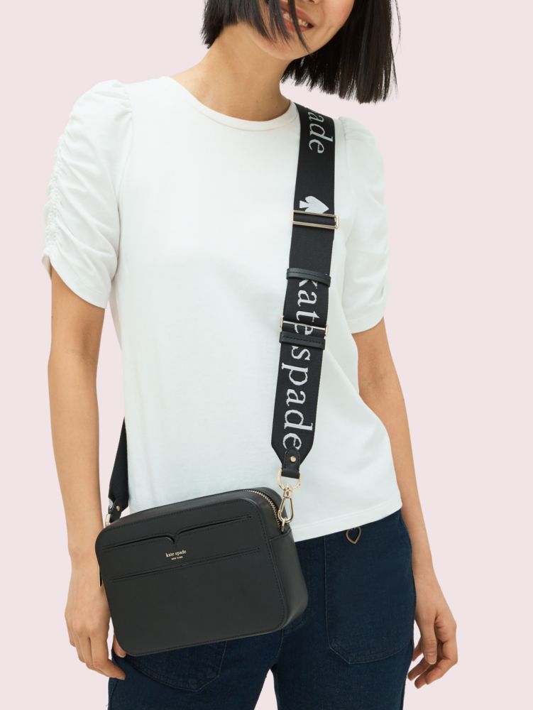 Women's black multi make it mine thick logo webbed crossbody strap | Kate  Spade New York NL