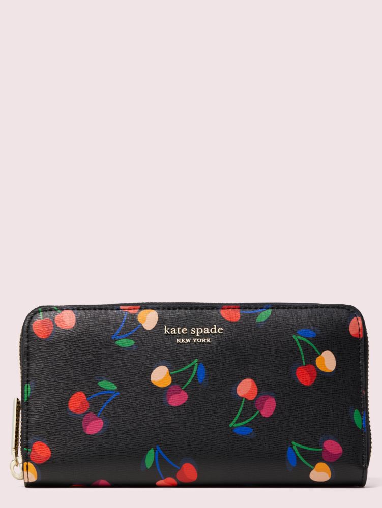 Women's black multi spencer cherries zip-around continental wallet | Kate  Spade New York NL