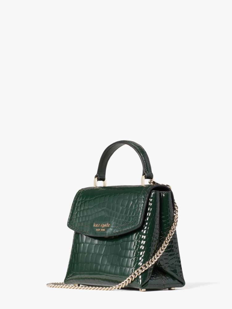 Florence Croc-embossed Mini Top-handle Bag, Deep Evergreen, Product