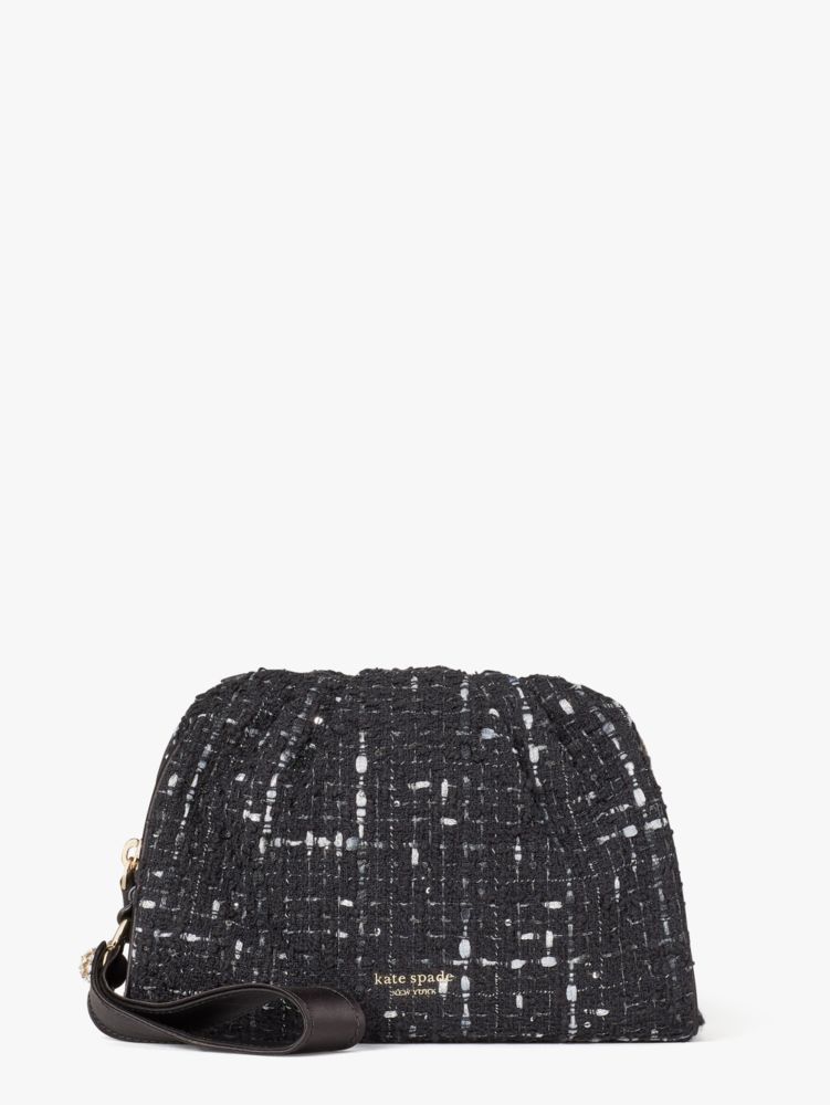 party tweed clutch, BLACK MULTI, Product