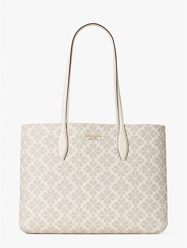 spade flower coated canvas all day large tote, , rr_large