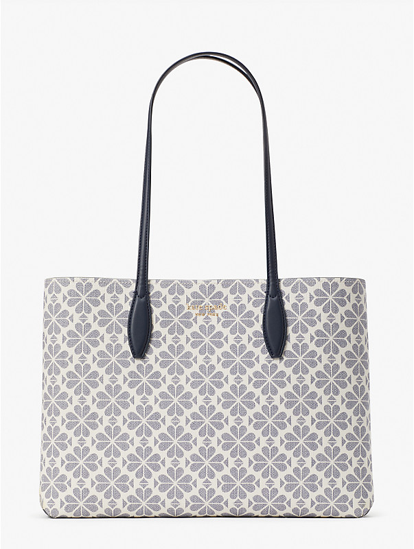 spade flower coated canvas all day large tote, , rr_large