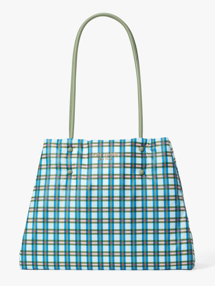 Everything Puffy Plaid Large Tote, Multi, ProductTile