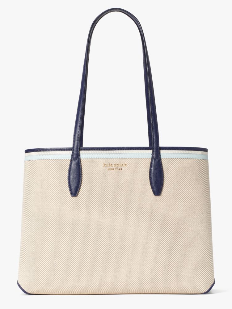 Kate Spade All Day Large Rattan Tote In Blue Multi