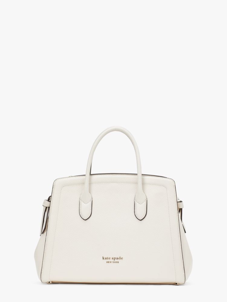 Kate Spade Knott Large Satchel Cream White Pebbled Leather with