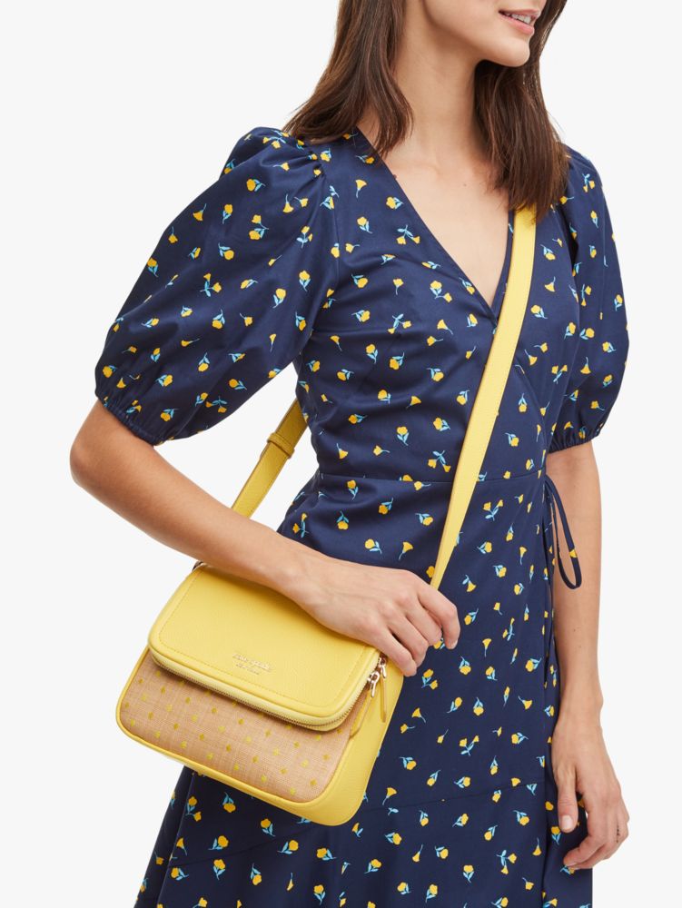 run around raffia dot large flap crossbody, YELLOW MULTI, Product