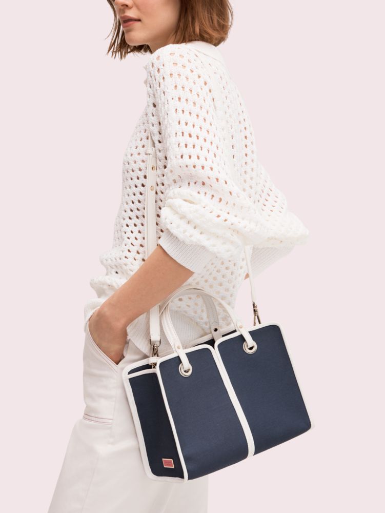 sam canvas plunge medium satchel, blazer blue, productThumbnail
