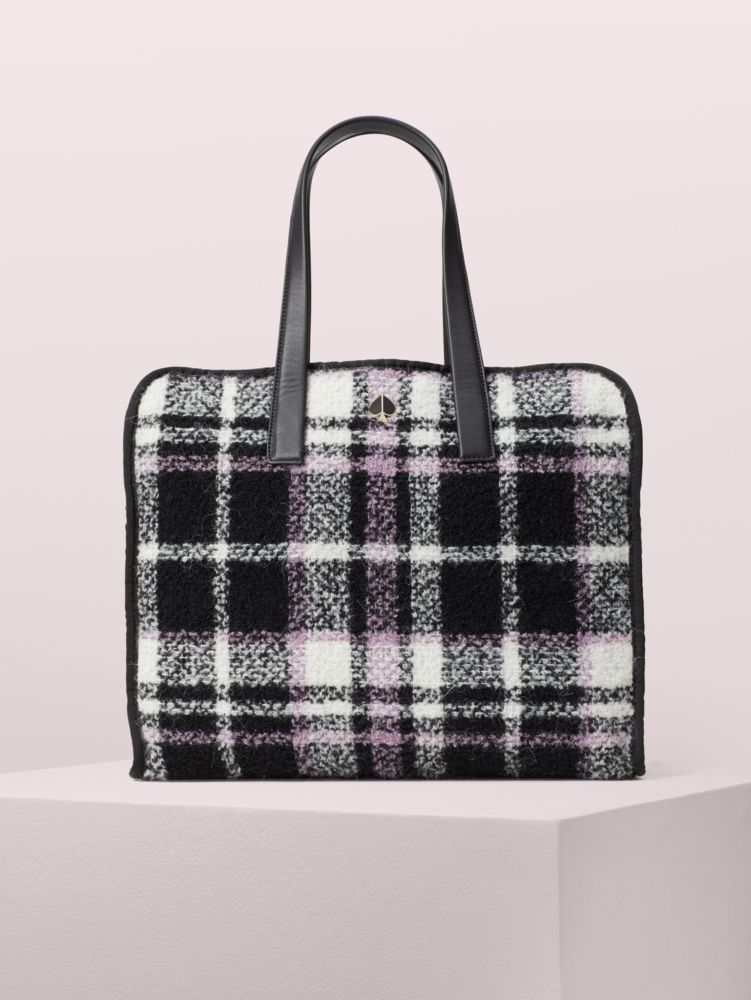 kate spade black and white plaid purse