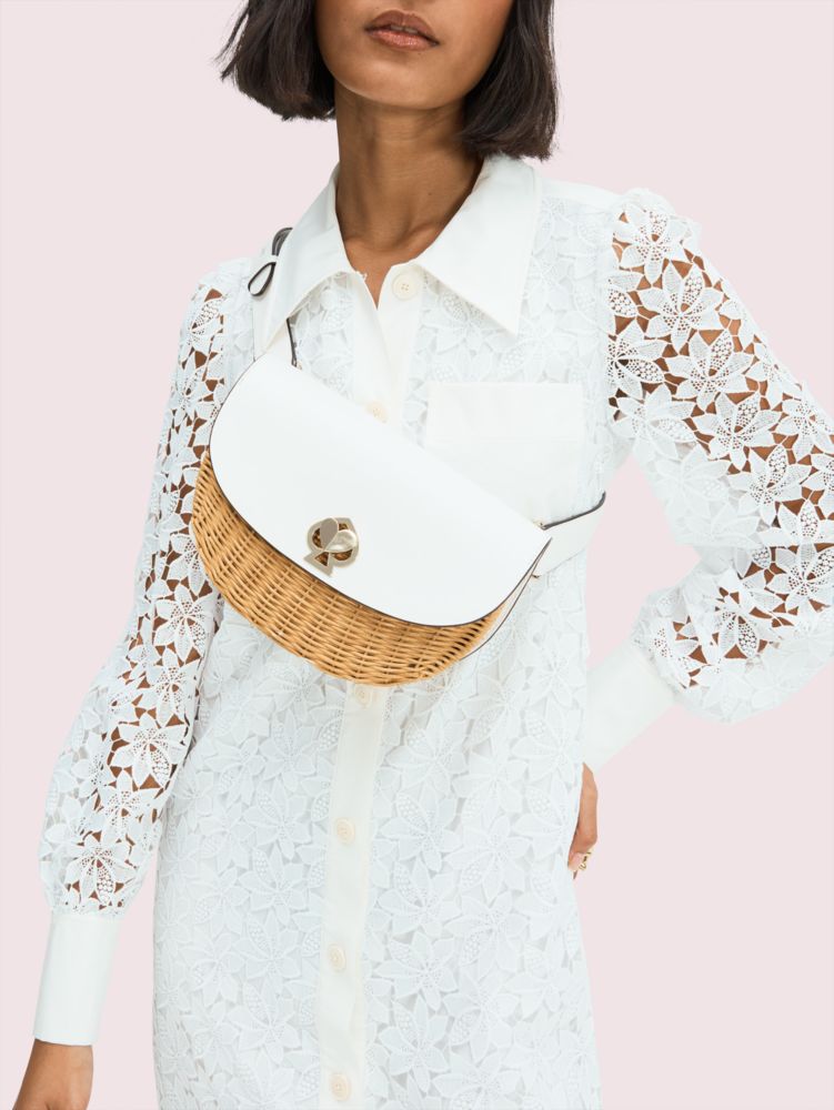 nicola wicker twistlock medium sling bag, optic white, productThumbnail