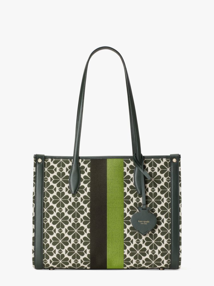 spade flower jacquard stripe market medium tote