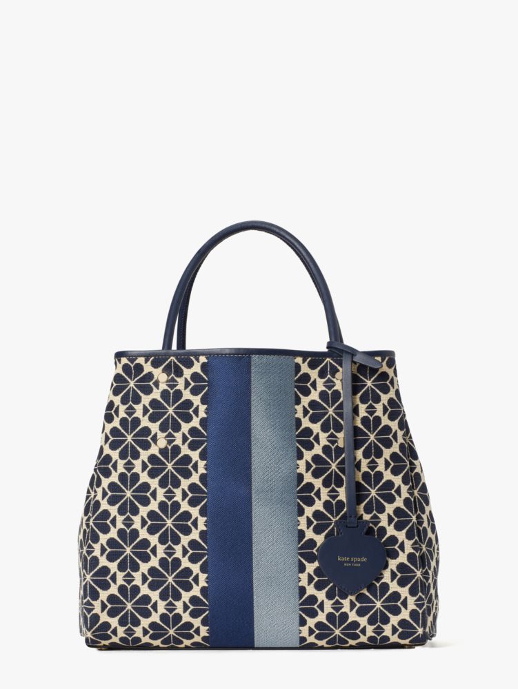 Women S Blue Multi Spade Flower Jacquard Everything Stripe Medium Tote Kate Spade New York