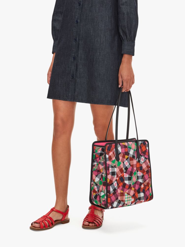 kate spade new york x beams american plaid tote, MULTI, Product