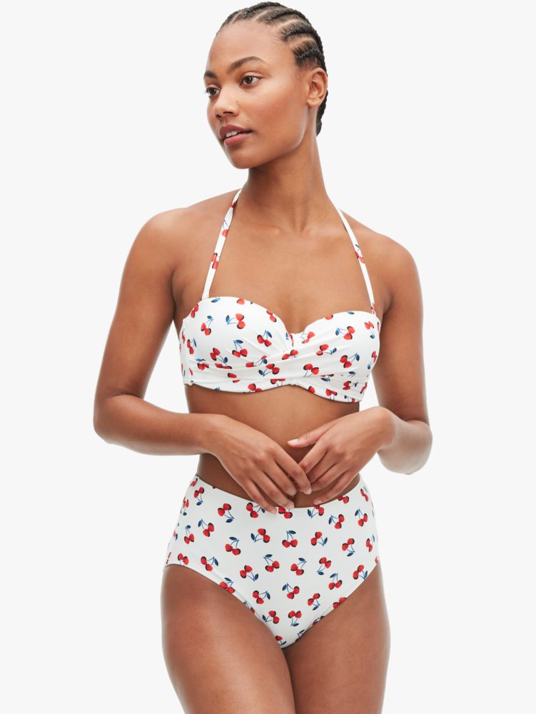 Cherry Toss Molded Cup Bandeau Bikini Top | Kate Spade New York